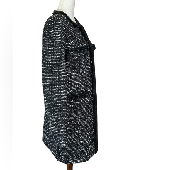 NWT J. Crew Tweed Lurex Lady Day Coat Braided Trim in Black and White Size 6 - Picture 5 of 15
